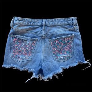 Free People We The Free Jean Shorts Cut Off Distressed Button Fly Size 31"W Y2k